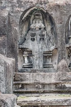View of the Iconic Part Candi Tebing Gunung Kawi Temple in the Afternoon Stock Photos