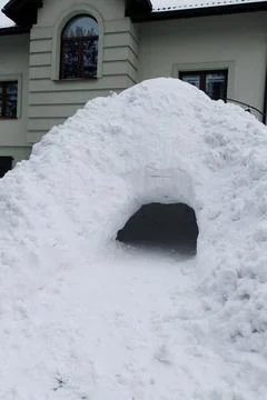 View of an igloo in a winter landscape Stock Photos