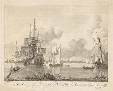 View of the IJ at Amsterdam; Script from the city of Amsterdam from the ov... Stock Photos