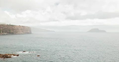 View on Ilheus das Cabras (Goat Islands) in a foggy day Stock Footage 202052864