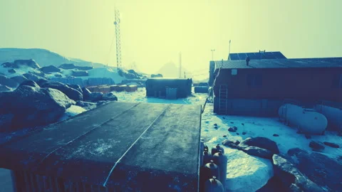 View of the important antarctic station Stock Footage 252798173