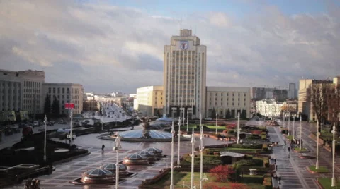View on Independence Square in Minsk Video stock 57141244