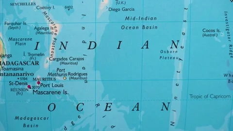 View of the Indian Ocean on a world map 4K Stock Footage 300661686