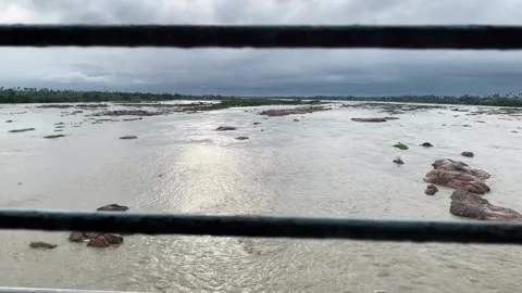 View of Indian river, recorded while running train. Stock Footage 131178355