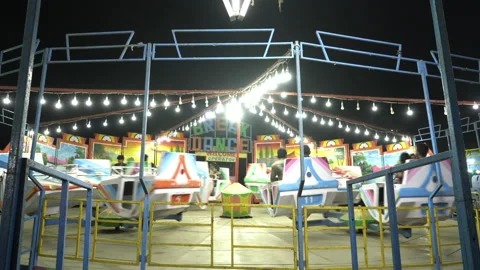 View of Indian roller coaster ride, Mumbai, India Stock Footage 221096396