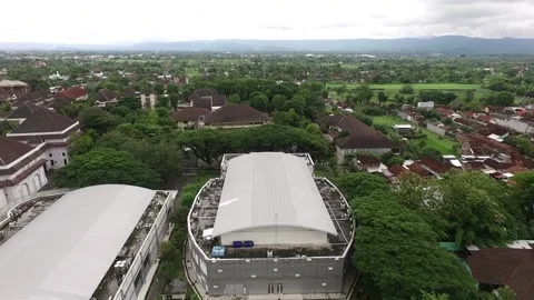 A view of an industrial building from above using a drone Video stock 220081466