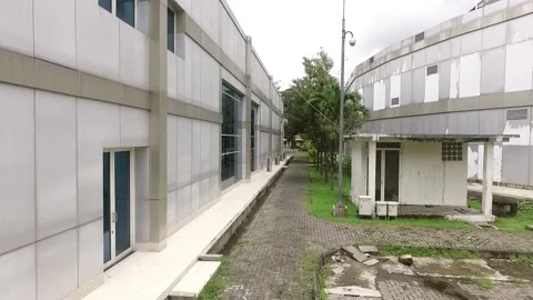 A view of an industrial building from above using a drone Video stock 220081469