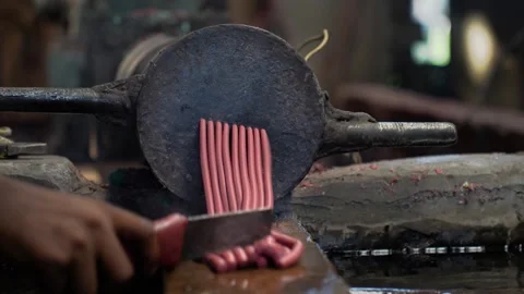View of industrial extrusion process in a factory in Bangladesh. Stock Footage 336412212