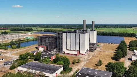 View of industrial power plant facility, Netherlands. Video stock 343685418