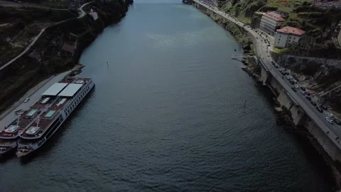 View from Infante Bridge over Douro River - Porto, Portugal Stock Footage 154599289