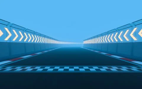 View of the infinity empty asphalt international race track, 3d rendering. Stock Illustration