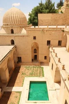 View into the inner courtyard of the Sultan Isa Medrese, Madrasa, Zinciriye M Stock Photos