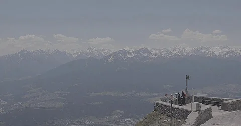 View of Innsbruck and a viewing platform from the Seegrube Mountain 動画素材 76169037