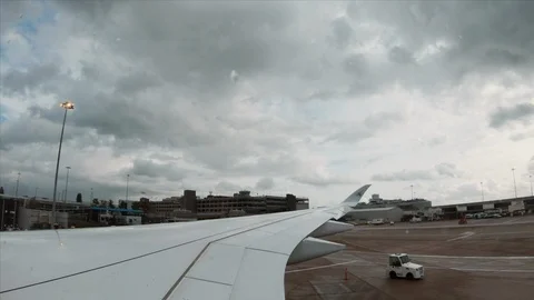 View from inside an Airbus A350-900 as it's taxiing onto the Runway Stock Footage 118959783