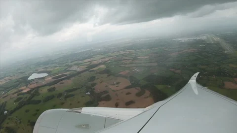 View from inside an Airbus A350-900 rising through the clouds Stock Footage 118960616