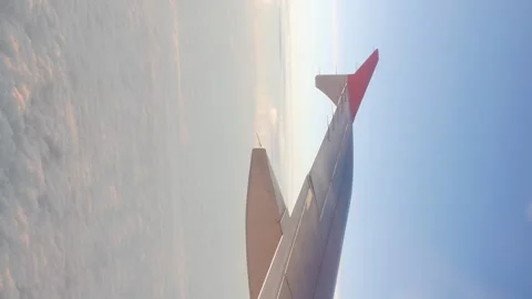 View inside airplane aircraft through window with wing view while flying in.. Stock Footage 313035912