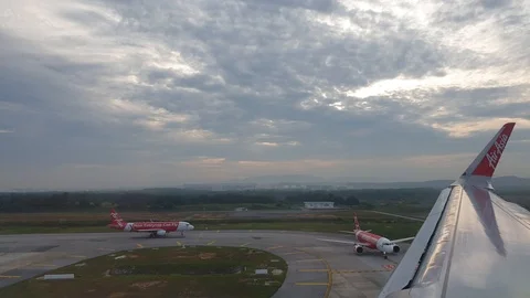 View from inside an airplane during landing. Stock Footage 115249196
