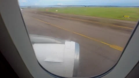 A view from the inside of airplane landing 스톡 동영상 323258685