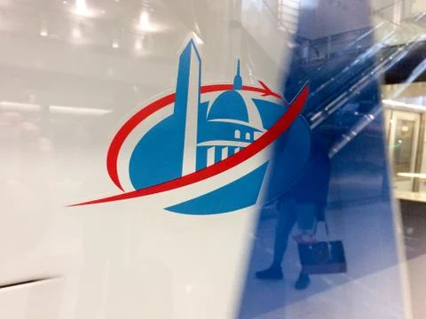 View from inside airport train Stock Photos