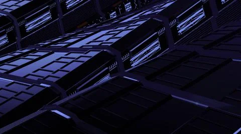 View inside of an alien space ship with moving walls. Motion. Abstract Illustrazione stock