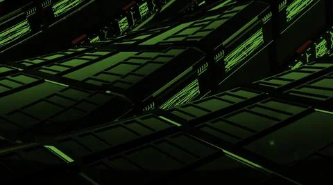 View inside of an alien space ship with moving walls. Motion. Abstract Illustrazione stock