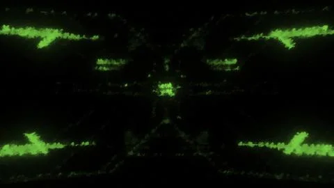 View inside of an alien spacecraft with shining buttons. Motion Illustrazione stock