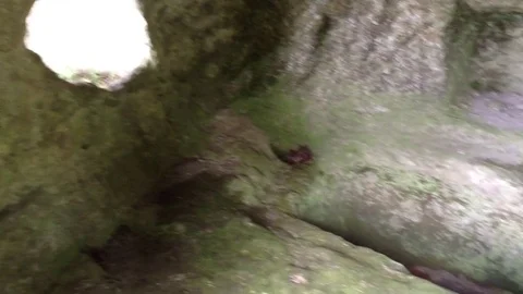 View inside the ancient cave in mountains at Mangup Kale - Crimea , Russia Stock Footage 73717277