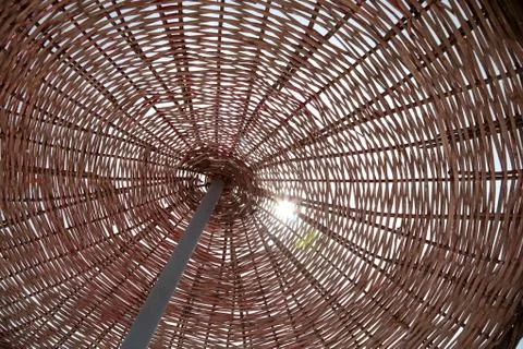 View inside the beach umbrella Stock Photos