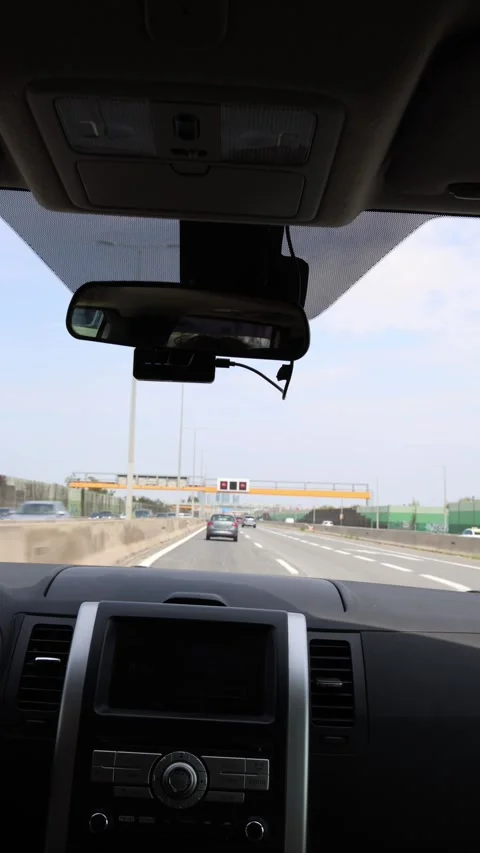 View from inside car driving along highway during road trip Stock-Footage 341622034