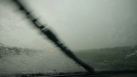 View from inside the car during heavy rain. Stock Footage 92609954