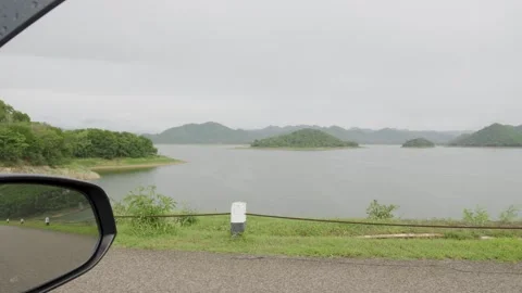 View from inside the car of Kaeng Krachan Dam. Stock Footage 278361468