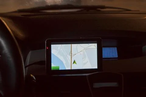 View from inside the car with Navigator Stock Photos