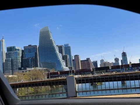 View from inside the car. 스톡 사진