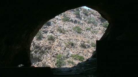 View from inside a cave Stock-Footage 534028
