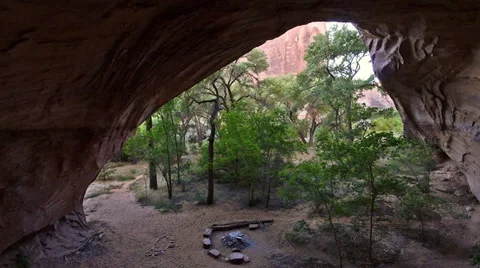 View from Inside a Cave Looking at Desert Grotto Moab Utah Stock Footage 39909617