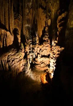 View inside of cave with stalactites Stock-Fotos