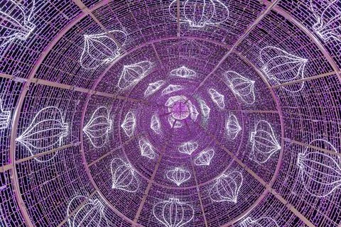 View from inside of Christmas tree in Puerta de Jerez (Jerez door) in Seville, A Stock Photos