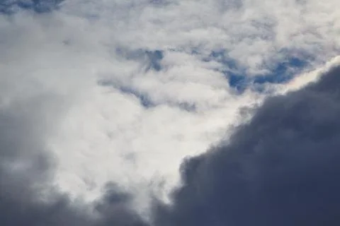 View inside a cloud at altitude, cloud and sky through the cloud, inside a cu Foto stock
