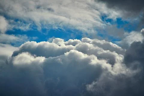 View inside a cloud at altitude, cloud and sky through the cloud, inside a cu Stock Photos