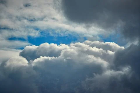 View inside a cloud at altitude, cloud and sky through the cloud Stock Photos