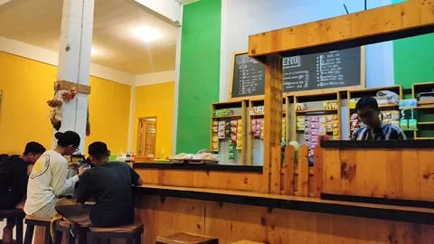 The view inside the coffee shop Stock Footage 227740313