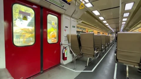 View from inside the Commuter Line train. Stock-Footage 346462684