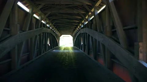 View of the inside of Covered Bridge Video stock 243912396