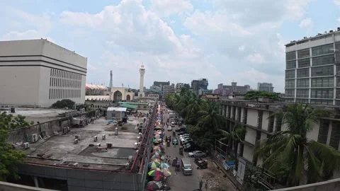 View from Inside Dhaka Metro Rail as Train Stops at Station Stock Footage 342142174
