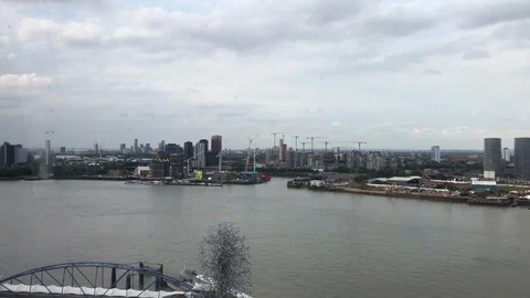 View from inside the Emirates Air Line carriage Stock Footage 113740921
