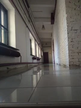 View inside the entrance corridor in front of room, old school or apartment Stock Photos