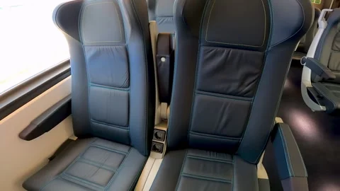 View inside The Falcon train or Soko in Serbian, during ride in Belgrade. Stock Footage 224375546