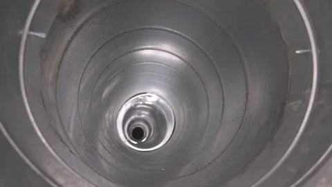 View from inside a galvanized ventilation duct with perspective receding in.. Stock Footage 340644736