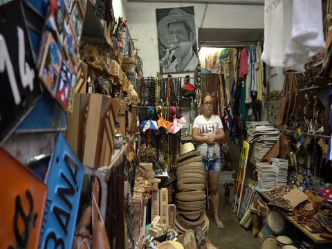 View inside the gift shop on a street in Havana Stock Footage 70991481