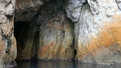 View inside the grotto of Paradise beach area at Corfu Island. Cave. (Greece) Video stock 91692212